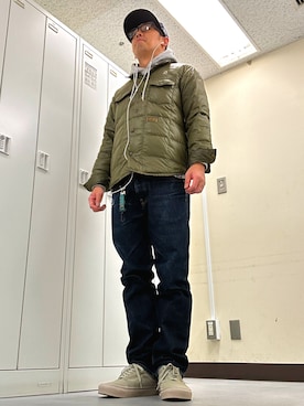 「アイテム（帽子）」を使った、植草ムノイズ達郎さん（メンズ・174cm）の秋コーディネート