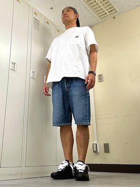 「A BATHING APE（アベイシングエイプ）のアイテム」を使った、植草ムノイズ達郎さん（メンズ・174cm）の夏コーディネート