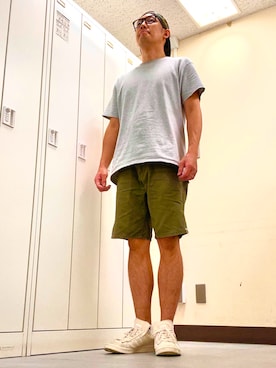 「アイテム（キャップ）」を使った、植草ムノイズ達郎さん（メンズ・174cm・40代）の夏コーディネート