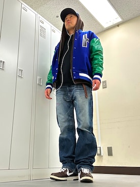 「アイテム（キャップ）」を使った、植草ムノイズ達郎さん（メンズ・174cm・40代）の冬コーディネート