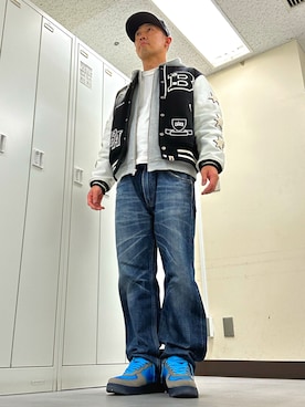 「アイテム（キャップ）」を使った、植草ムノイズ達郎さん（メンズ・174cm・40代）の冬コーディネート