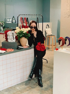 「アイテム（アンダーウェア）」を使った、神林真里さん（レディース・168cm）の冬コーディネート