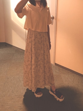 「H&M（エイチ・アンド・エム）のアイテム（シャツ/ブラウス）」を使った、yukinaさん（レディース・155cm）の夏コーディネート