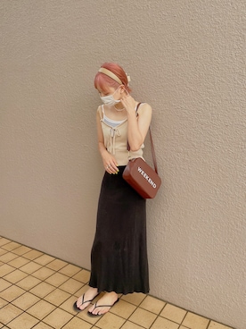 「アイテム（カチューシャ）」を使った、AMOさん（レディース・168cm）の夏コーディネート