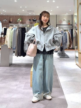 「LOWRYS FARM（ローリーズファーム）のリボンチビクリップ　102451（バレッタ/ヘアクリップ、ブラック系）」を使った、たっきー❁⃘さん（レディース・149cm）の春コーディネート