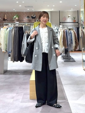 「LOWRYS FARM（ローリーズファーム）のカットイージーコクーンパンツ　292362（スウェットパンツ、ブラック系）」を使った、たっきー❁⃘さん（レディース・149cm）の春コーディネート