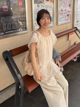 「LOWRYS FARM（ローリーズファーム）のステンレスプチＴＯＰネックレス２ 451999（ネックレス、ゴールド系）」を使った、たっきー❁⃘さん（レディース・149cm）の春コーディネート
