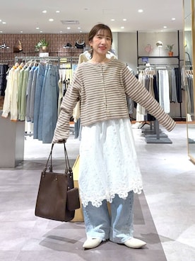 「LOWRYS FARM（ローリーズファーム）のレースデニム　601055（デニムパンツ、ブルー系）」を使った、たっきー❁⃘さん（レディース・149cm）の春コーディネート