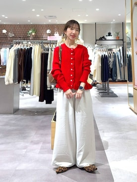 「LOWRYS FARM（ローリーズファーム）のギャザーワイドイージーパンツ　288508（その他パンツ、ホワイト系）」を使った、たっきー❁⃘さん（レディース・149cm）の春コーディネート