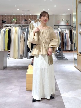 「Me%（ミィパーセント）のメタルメッシュポーチショルダー　103417（ショルダーバッグ、ゴールド系）」を使った、たっきー❁⃘さん（レディース・149cm）の春コーディネート