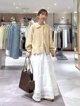 「Me%（ミィパーセント）の【ステンレス】AppleWatchチェーンゴウヒバンド 326036（デジタル腕時計、ベージュ系）」を使った、たっきー❁⃘さん（レディース・149cm）の春コーディネート