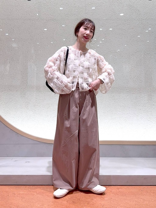 Arobe アローブ　サイドレースタックテーパードパンツ　ブラウン サイドタックワイドパンツ(S GREY): パンツanuans