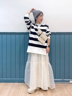 「リング」｜「アイテム（ニットキャップ/ビーニー）」を使った、たっきー◡̈❤︎さん（レディース・149cm）の秋コーディネート