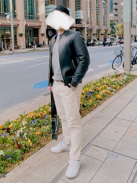 「アイテム（チノパンツ）」を使った、ちゃまさん（メンズ・170cm）の春コーディネート