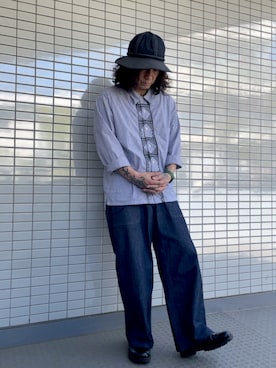 「Johnbull Private labo（ジョンブルプライベートラボ）のアイテム（帽子）」を使った、だーたか夫妻さん（メンズ・168cm）の春コーディネート