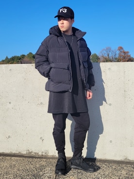 「Y-3（ワイスリー）のアイテム（ダウンジャケット/コート）」を使った、MASUIさん（メンズ・178cm）の冬コーディネート