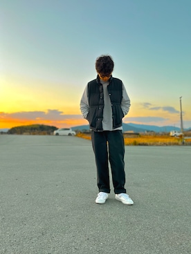 「Graphpaper（グラフペーパー）のアイテム（スウェット）」を使った、hama_wearさん（メンズ・181cm）の冬コーディネート