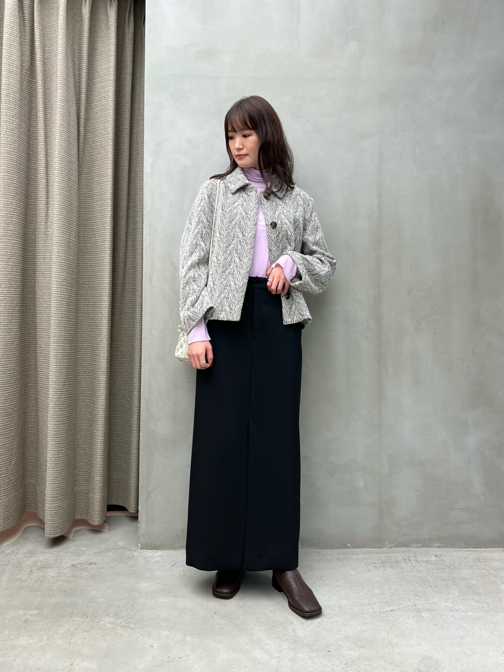 BEAUTY&YOUTH ミックスヘリンボーンツイード ショート ジャケット 1665909264.jpg