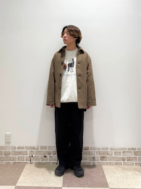「アイテム（ステンカラーコート）」を使った、yuukiさん（メンズ・164cm）の冬コーディネート
