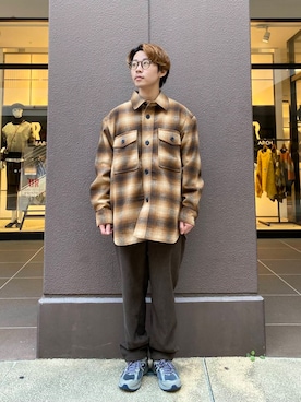 「アイテム（その他アウター、ブラウン系）」を使った、yuukiさん（メンズ・164cm）の秋コーディネート