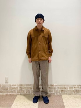 「アイテム（その他アウター、ブラウン系）」を使った、yuukiさん（メンズ・164cm）の秋コーディネート