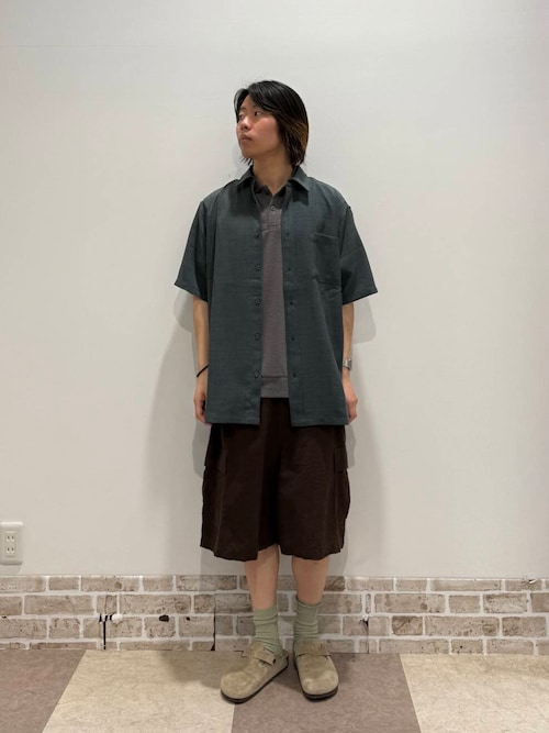 『セットアップ対応』天然素材リネンコットンイージーカーゴショーツ