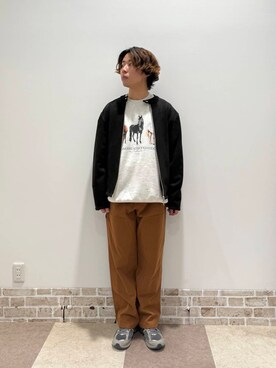 「春のジャケットスタイル」｜「アイテム（スウェット）」を使った、yuukiさん（メンズ・164cm）の冬コーディネート