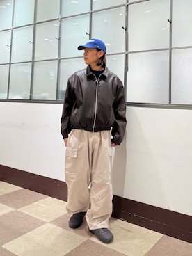 「アイテム（ライダースジャケット）」を使った、yuukiさん（メンズ・163cm）の秋コーディネート