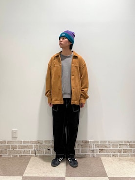 「春のジャケットスタイル」｜「アイテム（スウェット）」を使った、yuukiさん（メンズ・164cm）の冬コーディネート