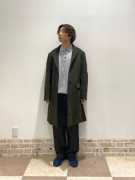 「アイテム（チェスターコート、グリーン系）」を使った、yuukiさん（メンズ・164cm）の冬コーディネート