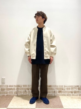 「アイテム（スタジャン、ホワイト系）」を使った、yuukiさん（メンズ・164cm）の秋コーディネート