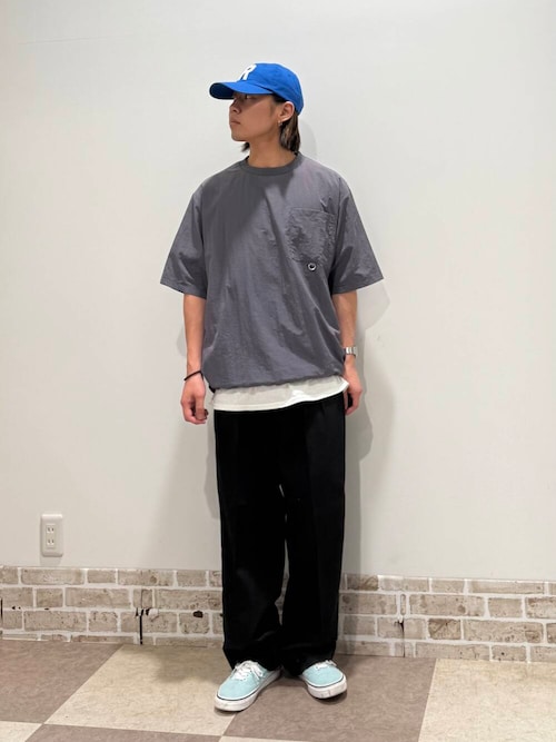 『撥水/イージーケア/接触冷感/UVカット』タスランナイロンクルーネックドロストTシャツ