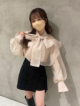 「one after another NICE CLAUP（ワンアフターアナザーナイスクラップ）のビジューボタンスカパン　2023SS（その他パンツ）」を使った、Yu.さん（レディース・150cm）の春コーディネート