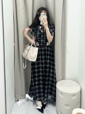 「OLIVE des OLIVE(オリーブデオリーブ)の【Belle Charme】Belle Charme Quilted Mini Tote(トートバッグ、ホワイト系)」を使った、Yu.さん(レディース・150cm)の春コーディネート
