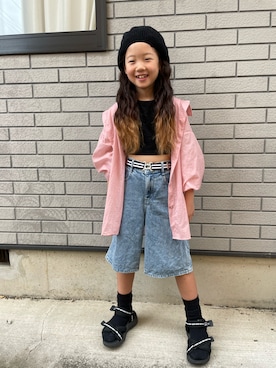 「アイテム（サンダル）」を使った、cocoさん（キッズ・133cm）の秋コーディネート