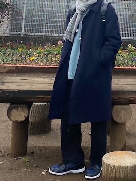 「アイテム（ステンカラーコート）」を使った、Takaさん（メンズ・171cm）の冬コーディネート