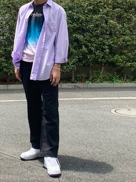 「Hollister（ホリスター）のアイテム（Tシャツ/カットソー）」を使った、Takaさん（メンズ・171cm）の夏コーディネート