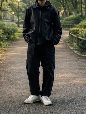 「adidas Originals（アディダスオリジナルス）のadidas/ アディダス TREFOIL HOODIE/ トレフォイルフーディ/DT7963/DT7964/DU7780（パーカー、ブラック系）」を使った、Takaさん（メンズ・171cm）の春コーディネート