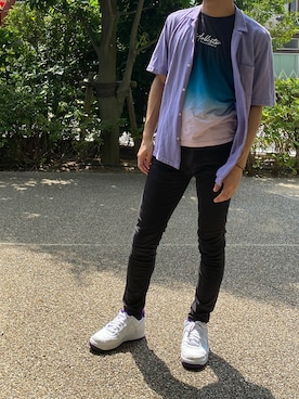 Zara ザラ のシャツ ブラウス パープル系 を使ったメンズ人気ファッションコーディネート Wear