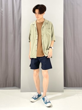 「カーキシャツ」｜_kaitoさん（メンズ・168cm）の夏コーディネート