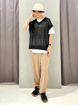 「ラップパンツ」｜「アイテム（スラックス）」を使った、_kaitoさん（メンズ・168cm）の夏コーディネート