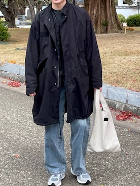 「coen（コーエン）のアイテム（モッズコート）」を使った、komさん（メンズ・175cm）の秋コーディネート