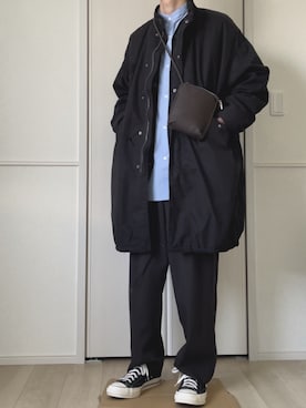 「WYM」｜「アイテム（モッズコート）」を使った、komさん（メンズ・175cm）の冬コーディネート