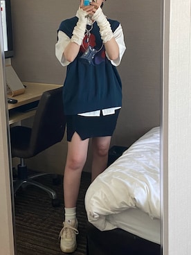 「アイテム（ベスト）」を使った、ハンナさん（レディース・158cm・20代）の夏コーディネート