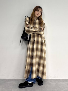 「アイテム（シャツワンピース）」を使った、Ayaさん（レディース・152cm）の秋コーディネート