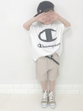 「オーバーＴシャツ」｜ぽん‪‪☺︎‬さん（キッズ・100cm）の夏コーディネート