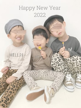 「アイテム（スウェットパンツ、ブラウン系）」を使った、ぽん‪‪☺︎‬さん（キッズ・100cm）の冬コーディネート