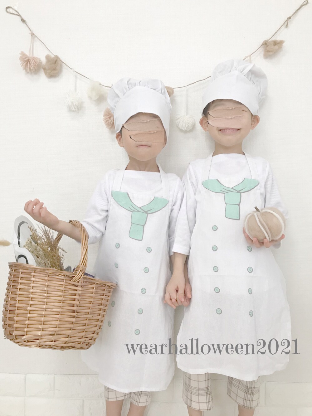 「wearhalloween2021、halloween、ハロウィンコーデ、仮装、コスプレ、男の子、兄弟、3coins」｜「3coinsのアイテム（その他、ホワイト系）」を使った、ぽん‪‪☺︎‬さん（キッズ・100cm）の秋コーディネートの1枚目の写真