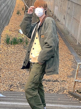 「BACK NUMBER（バックナンバー）のアイテム（カーゴパンツ）」を使った、いるかさん（メンズ・185cm）の冬コーディネート