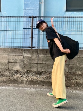 「古着女子」｜「アイテム（スラックス）」を使った、なつきさん（レディース・163cm）の秋コーディネート